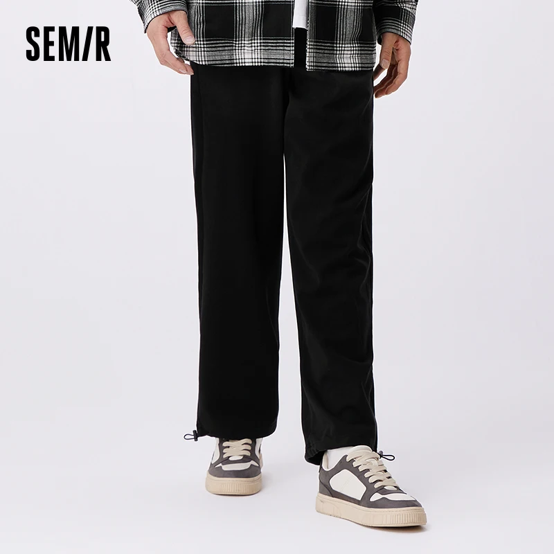 Semir Casual Pants Men 2024 New Autumn Simple Versatile Loose Straight-Leg Trousers Drape Elastic Waist Knitted Long Trousers