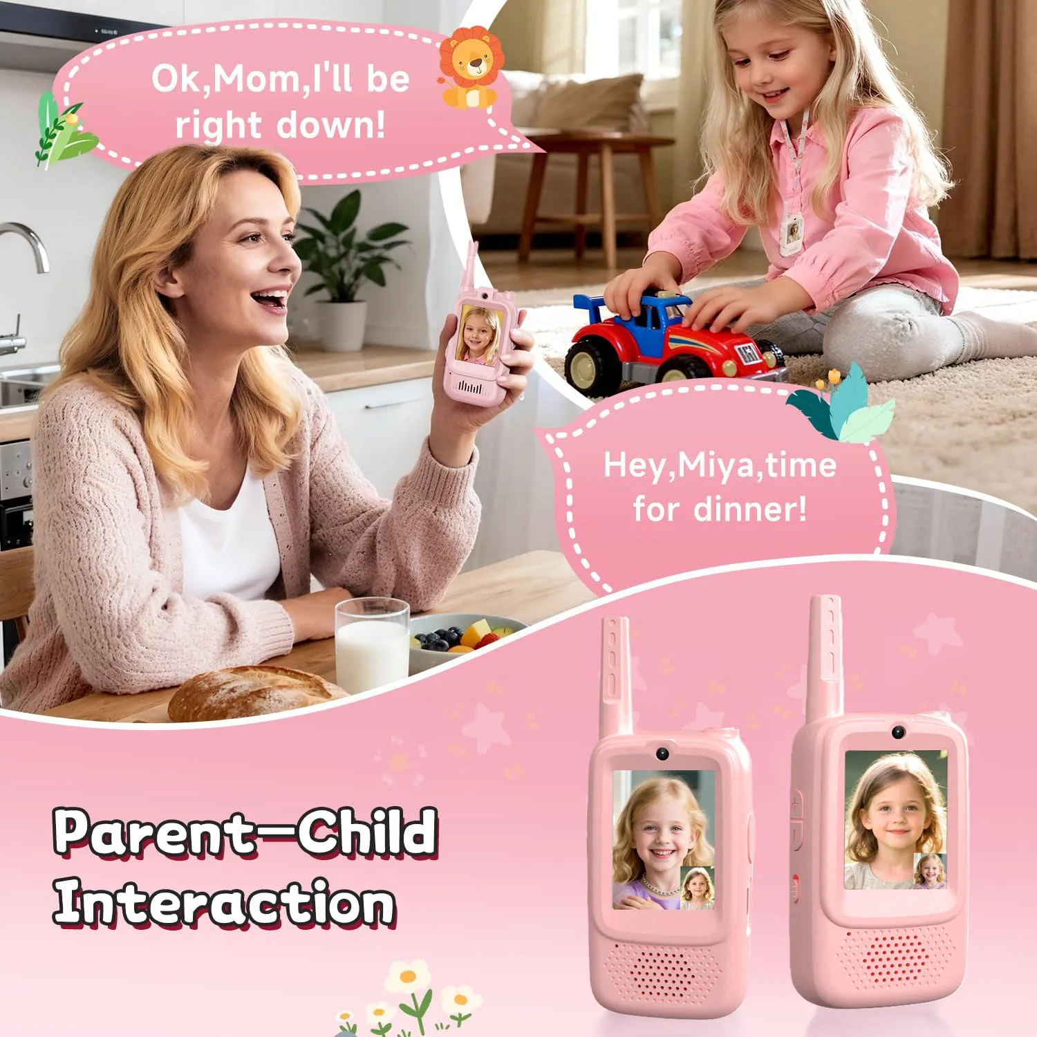 

Kids Video Walkie Talkie With 2" HD Screen USB-C Rechargeable One-Click HD Call Intercom For Children Gadgets Technology Gift