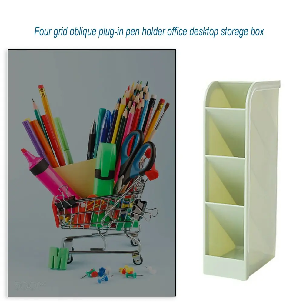 2021 New Four-Grid Ergonomic Desk Storage Box Drawer Organizer Inclined Pen Holder Rectangular Organizer Organizing