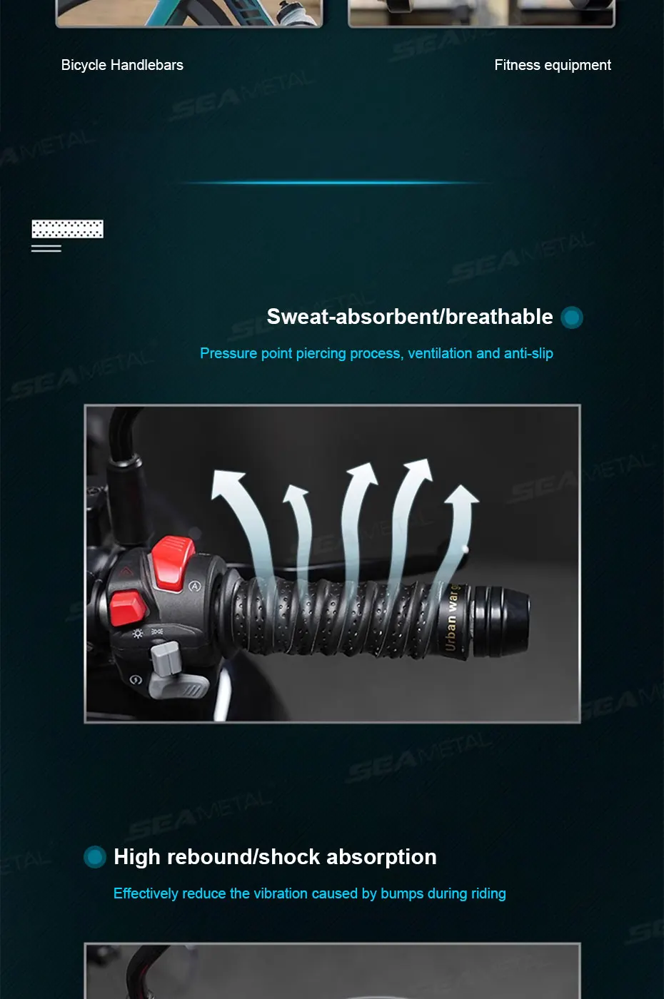 SEAMETAL Motorrad-Lenkerband, Rennrad, Lenkerband, atmungsaktiv, kratzfest, Anti-Vibrationsband, langlebige Schutzgurte – Detail 4
