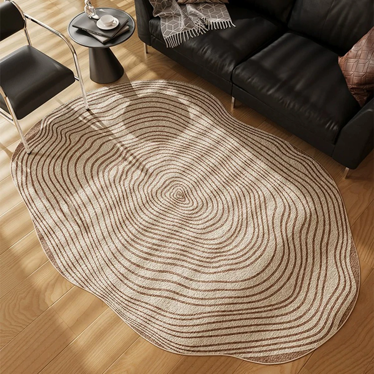 Brown Special-shaped Rugs for Living Room Light Luxury Carpet Coffee Tables Floor Mat Bedroom Bedside Rug Study Cloakroom Mats