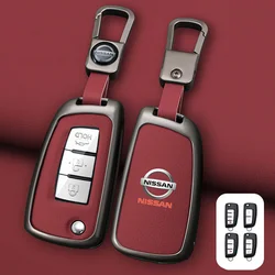 New Zinc Alloy +Leather Car Key Case Cover Shell Fob For Nissan X-Trail Qashqai J11 Juke Murano Micra Tiida Maxima Altima Kicks