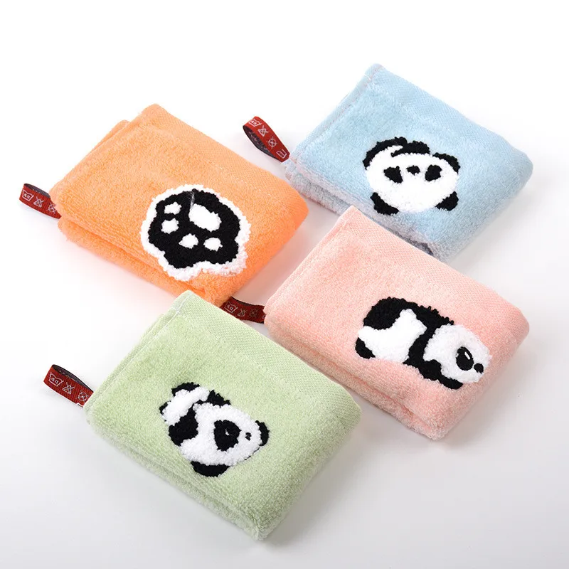 1Pcs 25x25cm Cartoon Panda Jacquard Baumwolle Baby Kinder Gesicht Handtuch Hand Waschlappen Wasser Saugfähigen Weichen – Detail 6