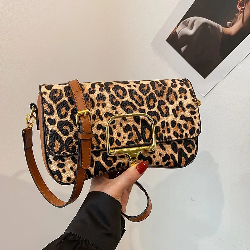 

2025 Новая модная элегантная женская сумка в стиле ретро — модная маленькая квадратная сумка с леопардовым принтом, универсальное плечо/через плечо