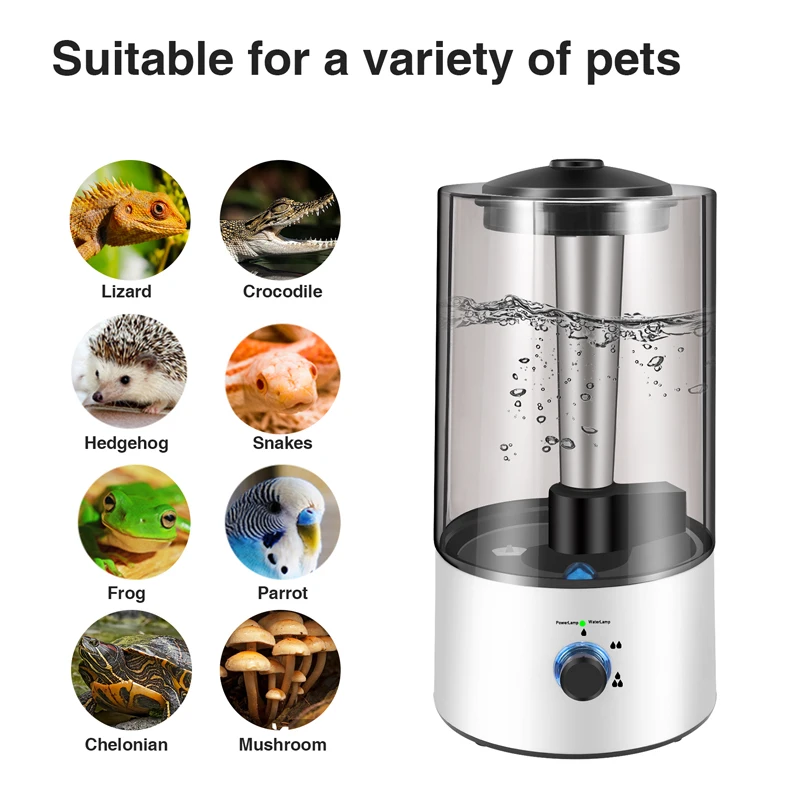 4L Amphibians & Reptile Mist Humidifier With Hose Adjustable Terrarium Reptile Fogger Humidifier Accessories