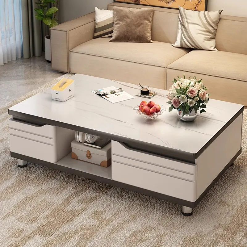 

Coffee table living room home 2025 new small apartment rock slab table simple modern TV cabinet combination glass coffee table