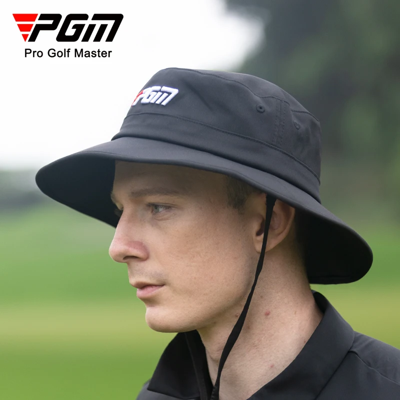 PGM Men Windproof Adjustable Golf Cap Male Breathable Bucket Cap Hat Men Wide Brim Sweat-absorbing Visor Outdoor Anti-Uv Cap