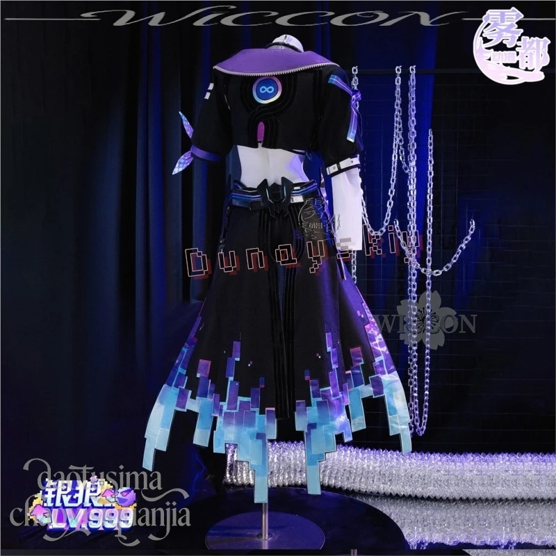 Anime Game Honkai：Star Rail Cosplay Silver Wolf LV.999 New Outfit Y2K Fashion Punk Black Purple Blue Suit Sexy Bikini Cape Wigs view 3