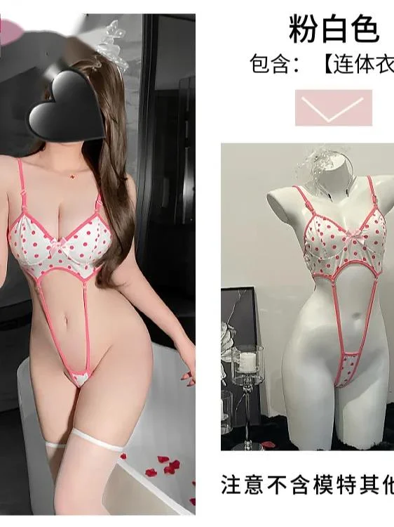 Printed Three Point Jumpsuit Sexy Polka Dot Suspender High Fork Tight Bikini One-piece Bodysuits Cute Girl Bobysuit For Women BE