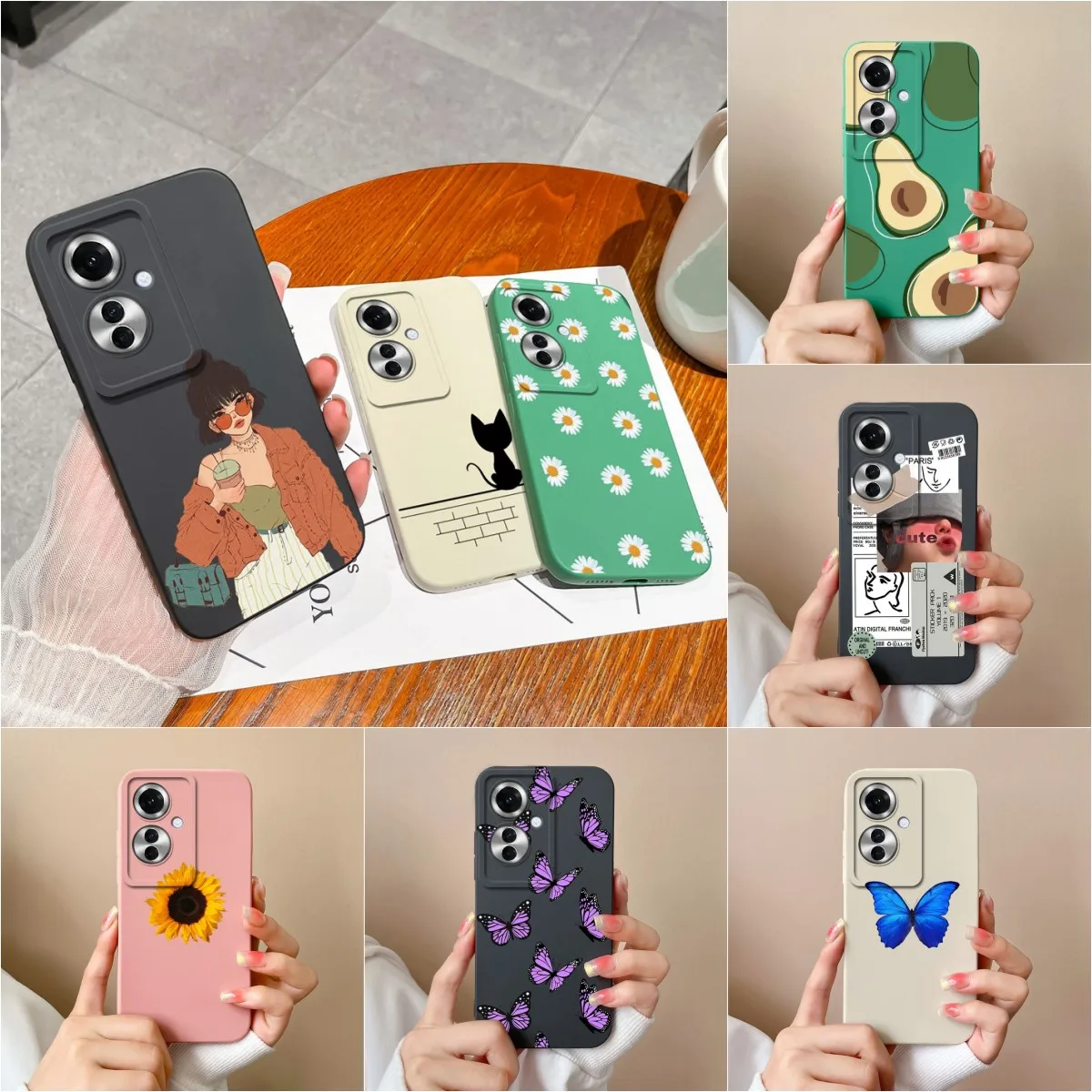 

Чехол для телефона Oppo Reno11 F 5G чехол Pretty Butterfly Sunflower, защита экрана, Матовый жидкий силикон для Oppo Reno 11f Fundas