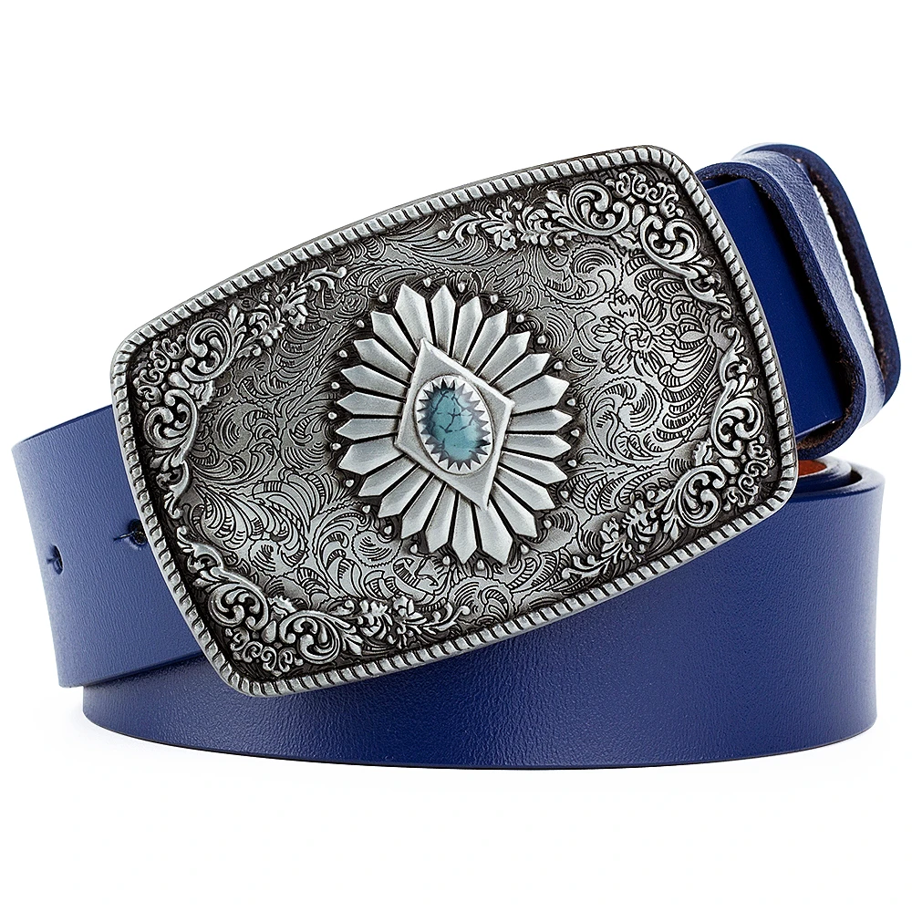 Classical Silver Carved Flower Pattern Buckle Enamel  display picture 2