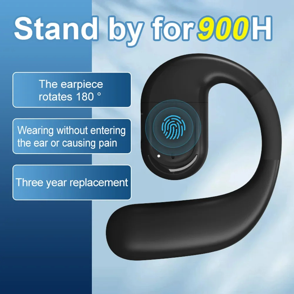 Bluetooth 5.4 zakelijke oortelefoon Draadloze enkele hoofdtelefoon met HD-microfoon Oorhaak HiFi Stereo Muziekoordopjes voor Xiaomi Samsung-telefoon