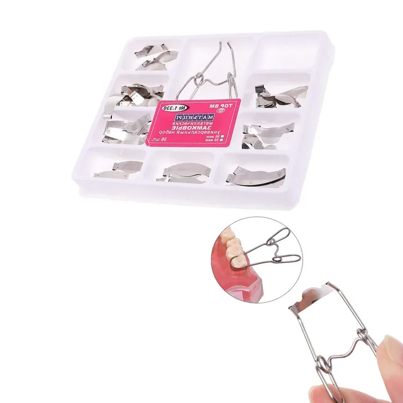 Dental Sectional Matrix Band Kit with Nitinol Rings and Stainless Steel Contoured Matrices for Tight Contacts view 5
