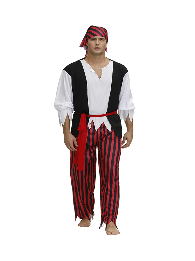 

Adult Pirate Costume ,Women Mens Pirate Vest 3 Piece Set, Pirates of the Caribbean Brazil Carnival Cosplay Halloween Outfit