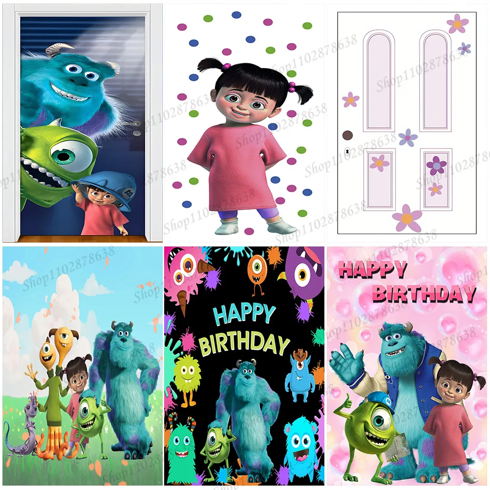 Vertical Monster Inc Background Boo Boy Girl Birthday Party Monsters University Photography Backdrop Baby Shower Banner Decor