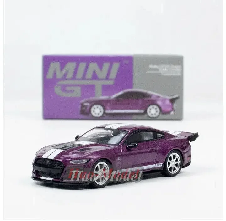 TSM MINIGT 1/64 Für Shelby GT500 Drachen Auto Modell Legierung Diecast Simulation Spielzeug Jungen Geburtstag Geschenk Hobby Display Ornamente Lila