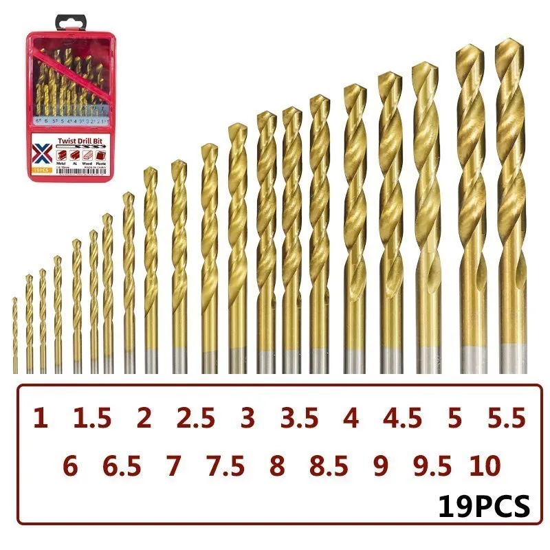 CMCP Twist Drill Bit Set 13/15/19/25pcs Cobalt HSS TiN Coated Metal Drill Bit Set Wood/Metal Hole Cutter For Power Tools