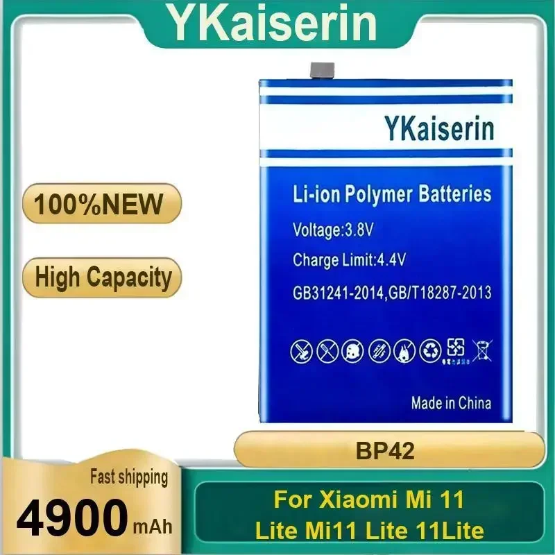 

YKaiserin BP42 4900mAh Battery for Xiaomi Mi 11 Lite Mi11 Lite 11Lite Portable Batteries for Cell Phone Warranty 2 Years + Tools