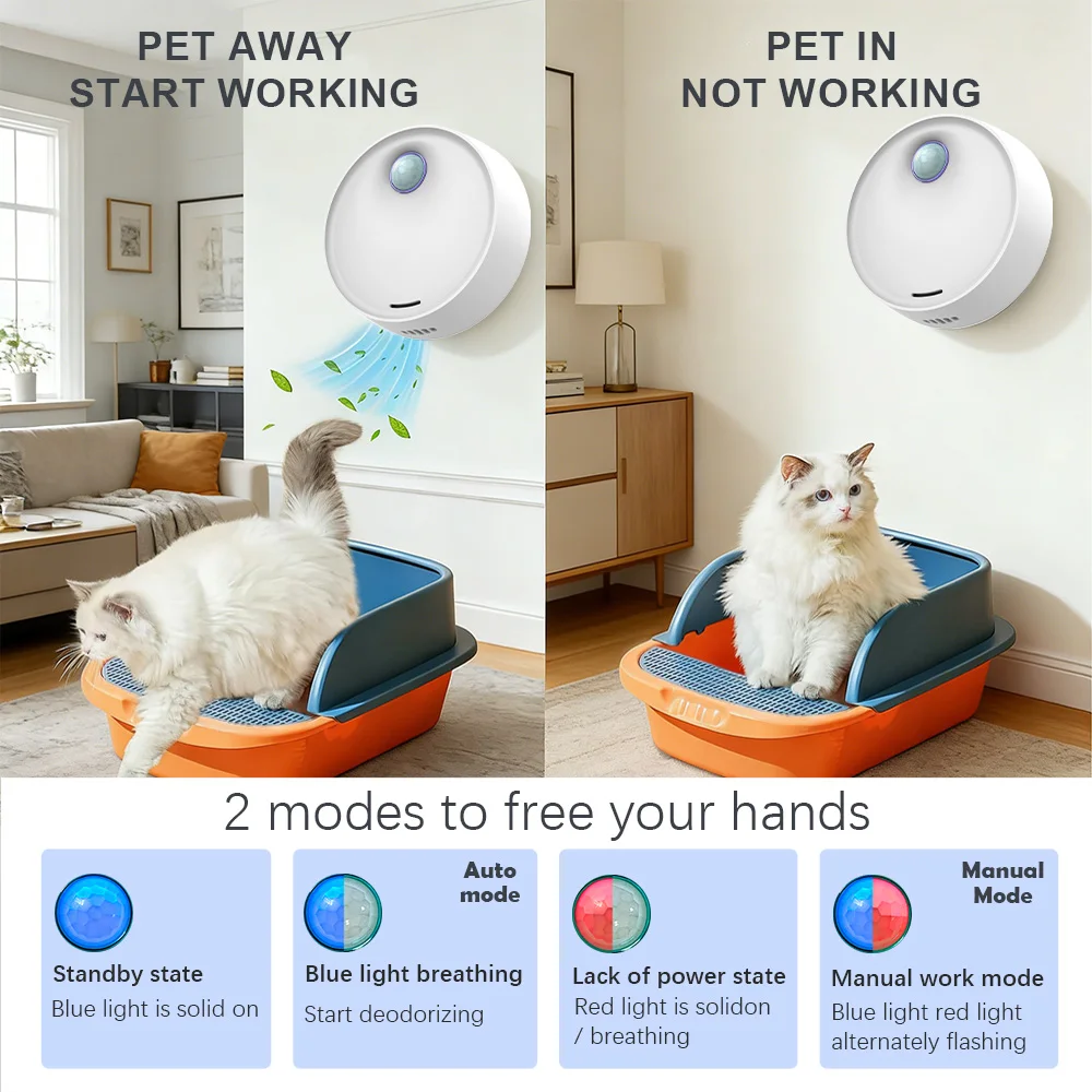 20dB Silent Smart Pet Odor Purifier Auto Sensor Cat Litter Box Deodorizer Odor Eliminator for Pet Toilet Shoe Cabinet Wardrobe view 5