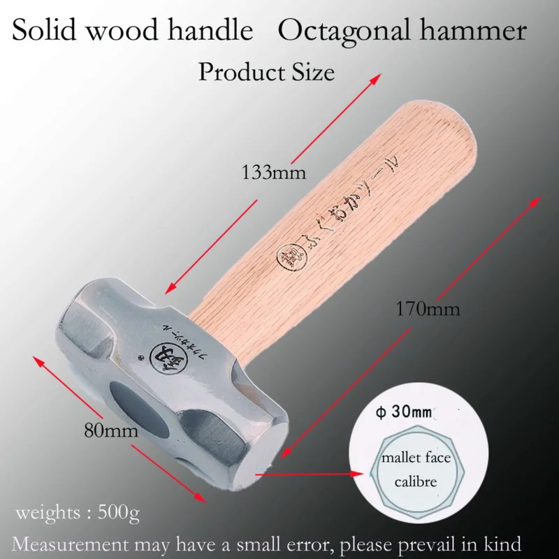 Mini Hammer FO-6028B Polished Solid Wood Short Handle Octagonal Hammer 1LB High Carbon Steel Small Hammer Manual Hardware Tool