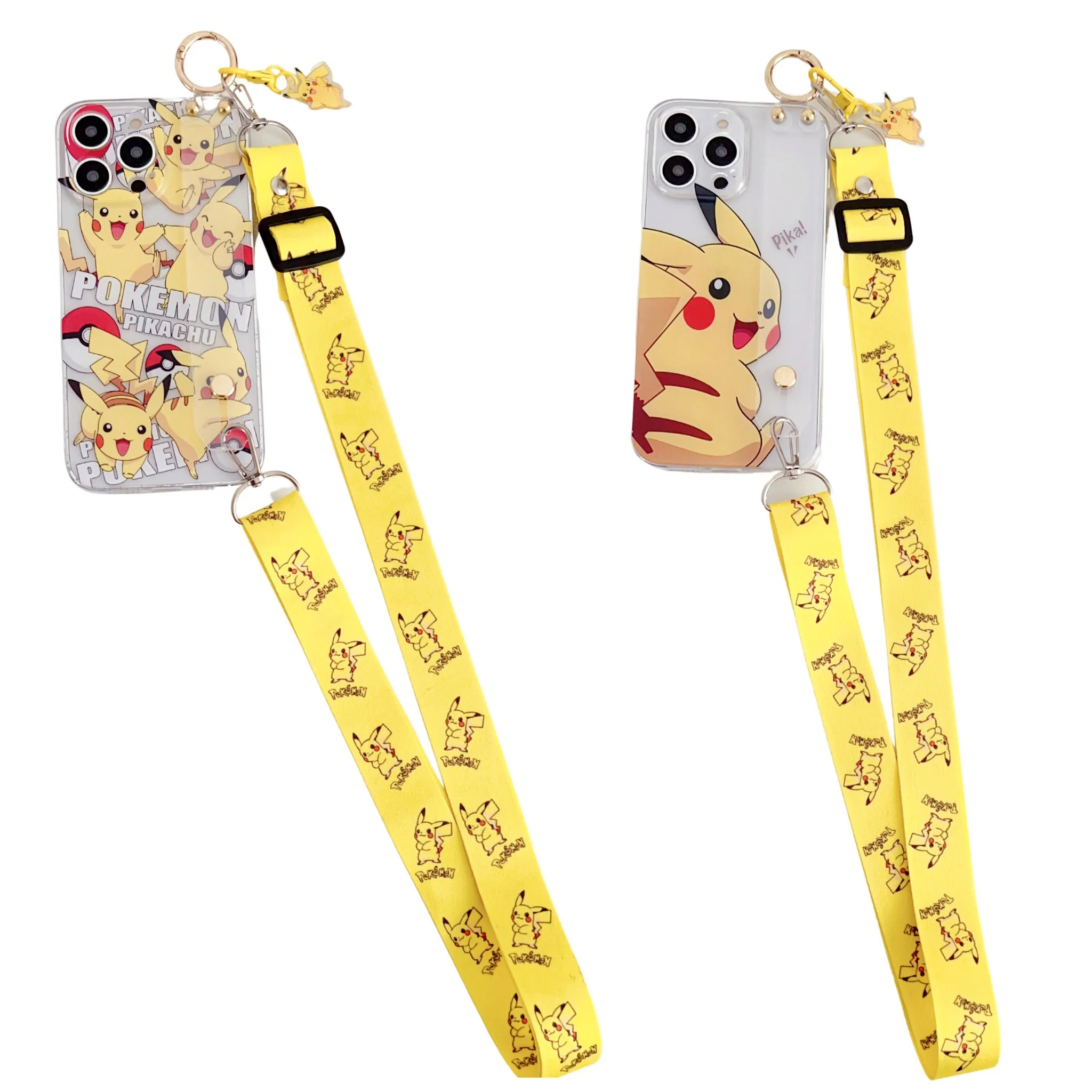 Pikachu For iPhone 15 14 13 12 11 Pro Xs Max Xs XR 7 8 6 Plus SE 2020 Case Wrist Strap Ornament