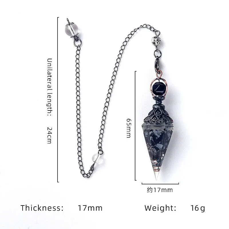 6-Sided Hexagonal Point Pendant, Suitable For Reiki Sorcery Balance Spirit Resin Gem Crystal Pendulum Necklace