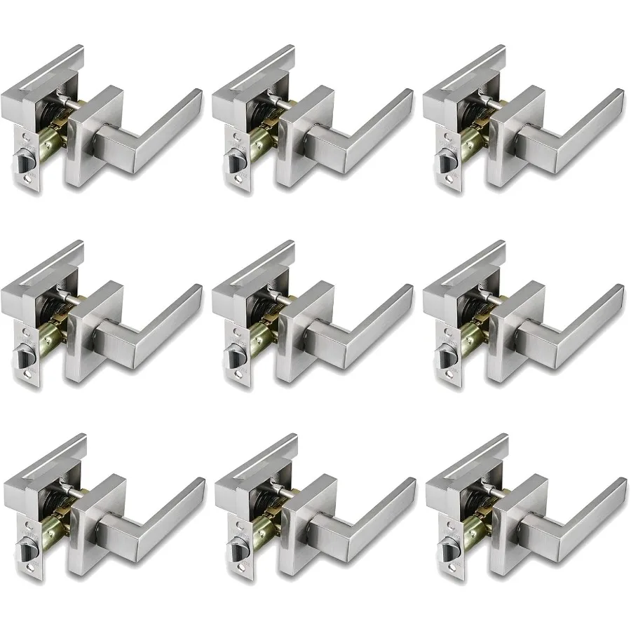 

Heavy duty round keyless passage door lever with brushed nickel finish for interior doors suitable for left or right handed ins