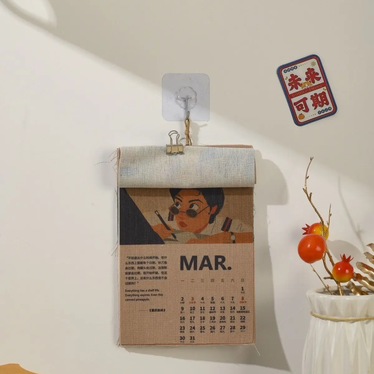 

Wall Calendar 2026 American Picture Decorative Calendar Cloth Retro Style Office Living Room Home Decor for Popular Posing Prop