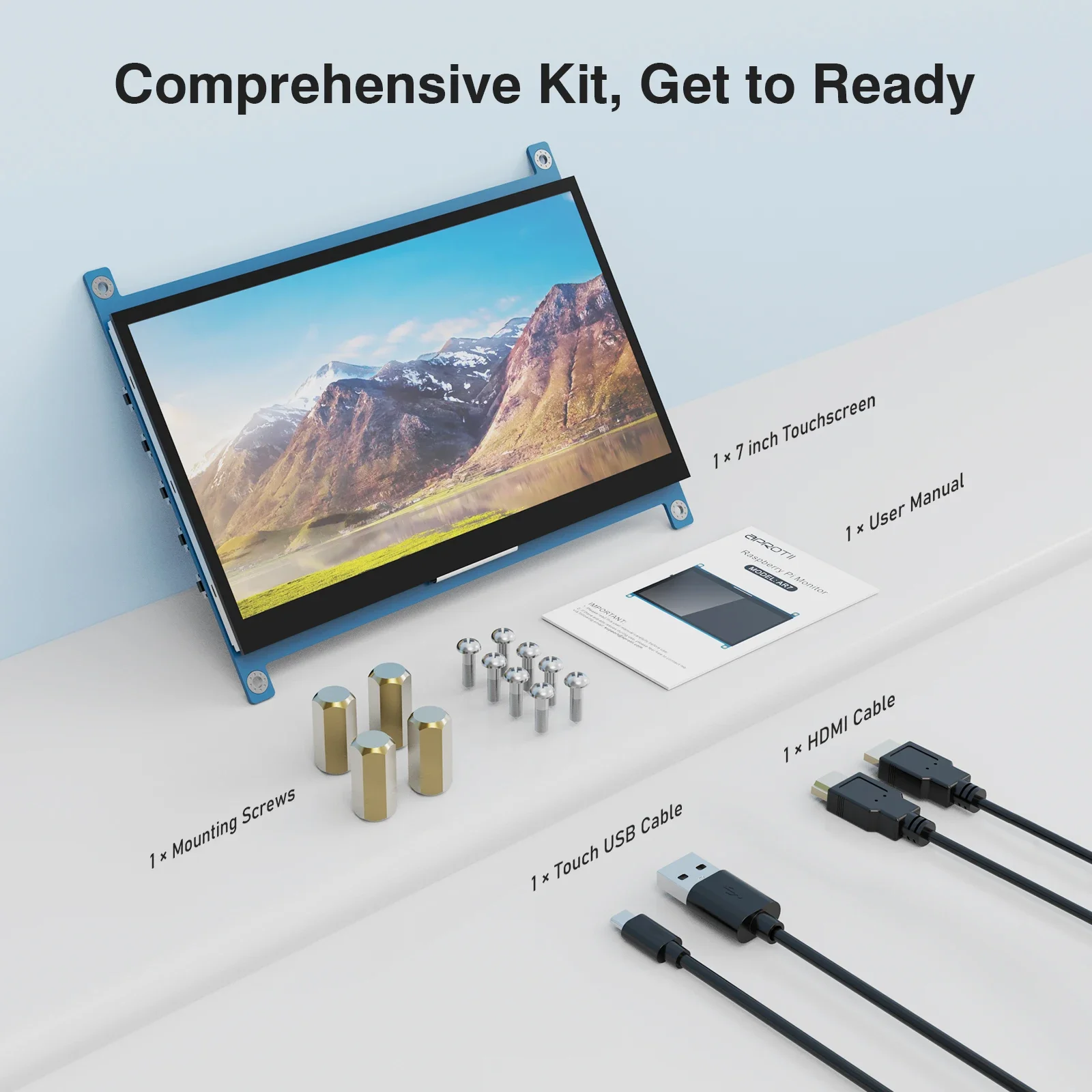 EYOYO 7 "1024 × 600 HD TFT/IPS لوحة شاشة لمس 5 نقاط بالسعة شاشة تعمل باللمس مايكرو HDMI شاشة لراسبيري Pi 4/3B +/3B/2B