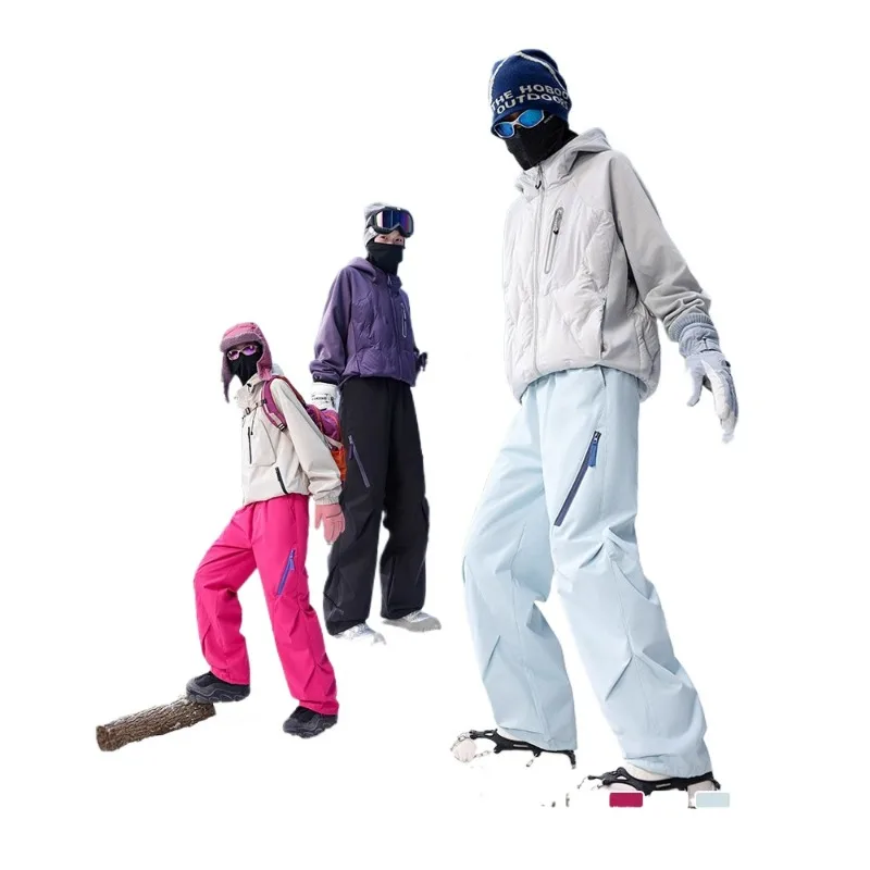 IZEXX Tide Brand Outdoor Three-in-one Thickened Down Charging Pants Men's and Women's Windproof Warm Overalls