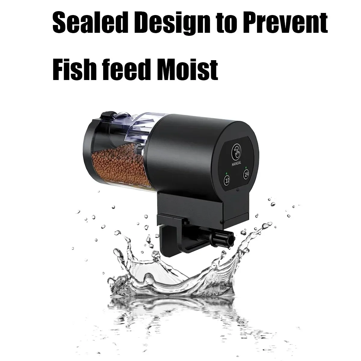 Automatischer Fischfutterspender, 100 ml Fassungsvermögen, batteriebetrieben, programmierbarer Timer für Aquarien, einfach einzustellen, Urlaubsgebrauch – Detail 4
