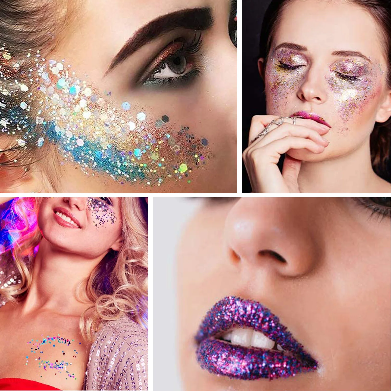 

Glow In The Dark Glitter Gel Body Face Hair Nail Liquid Sparkle Festival Party Carnival Makeup Shiny Sequins