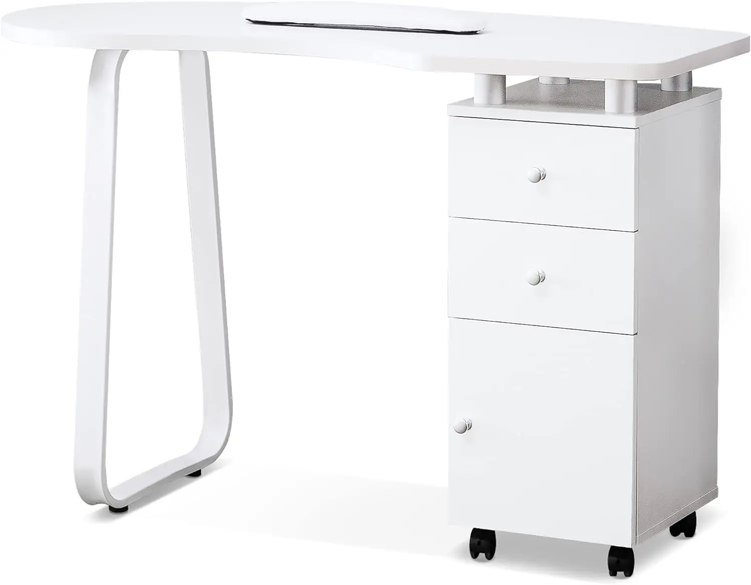 

BarberPub Manicure Nail Table Spa Beauty Salon Station Professional Nail Desk 0422 (White)