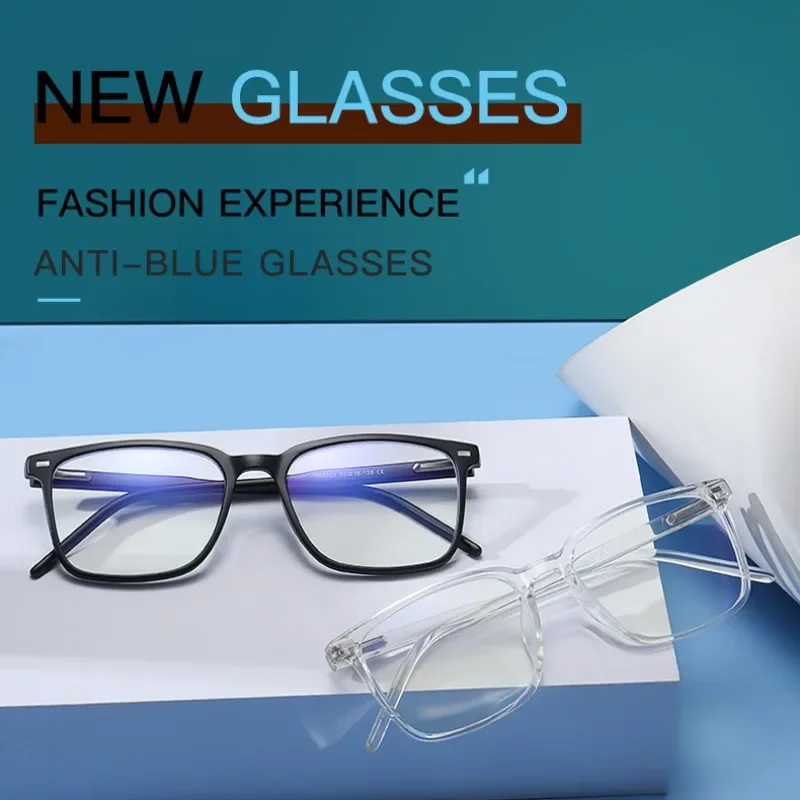 

Плоские очки TR90 с пружинной дужкой, линзы переменного тока, женские квадратные очки с защитой от синего света, компьютерные очки для мужчин, прозрачные очки