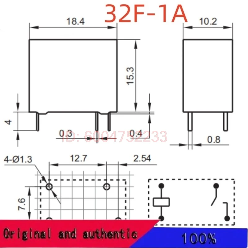 5PCS New JZC-8F 5VDC-1H ; JZC-8F 9VDC-1H ; JZC-8F 12VDC-1H ; 32F-1A-12V (32F-1A-5A/10A) Ralay 4pins