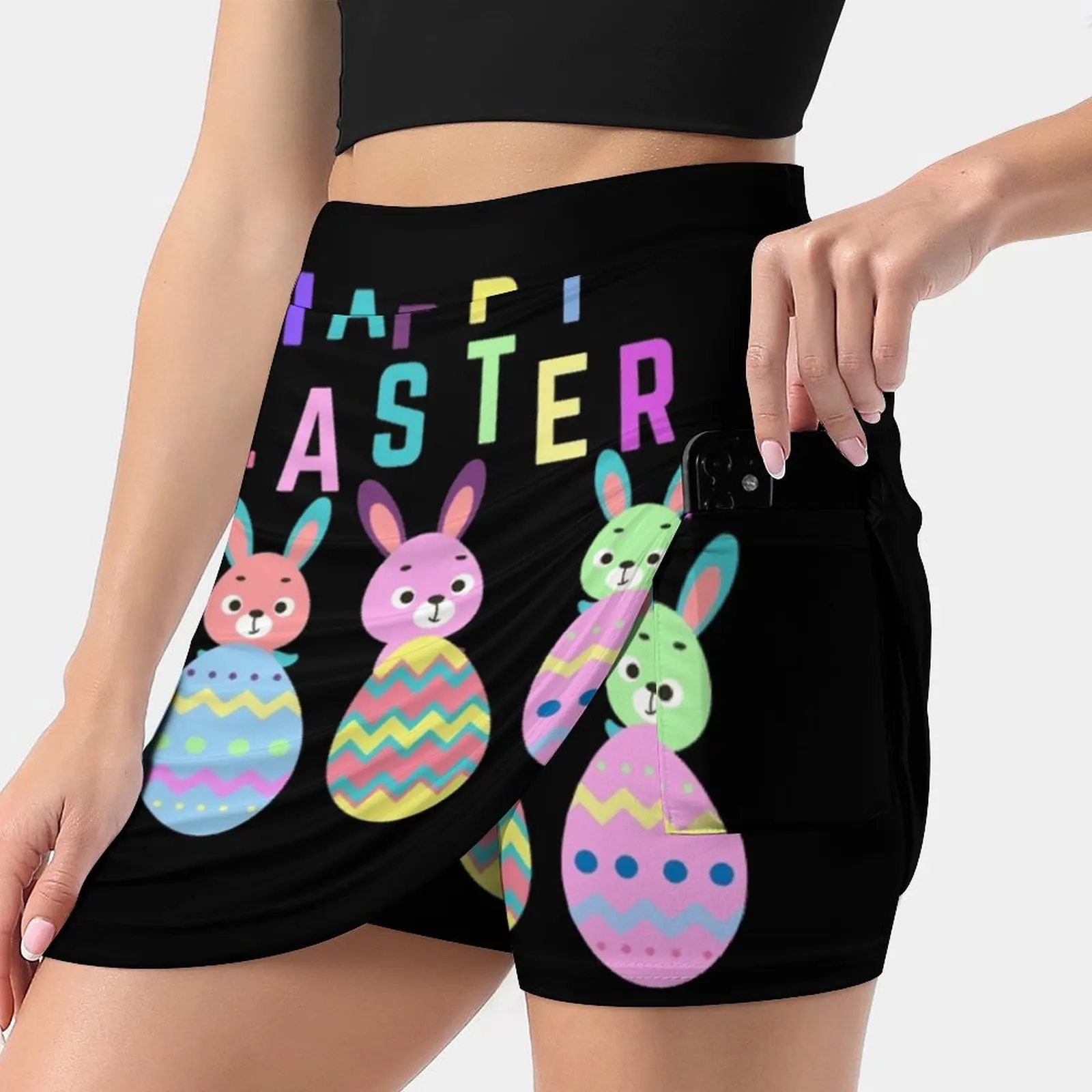 Happy Easter Women'S Summer Fake Two Piece Skirts Casual Sports Beach Skirt Girl Skorts Gravityx9 Easter Happy Easter Holiday