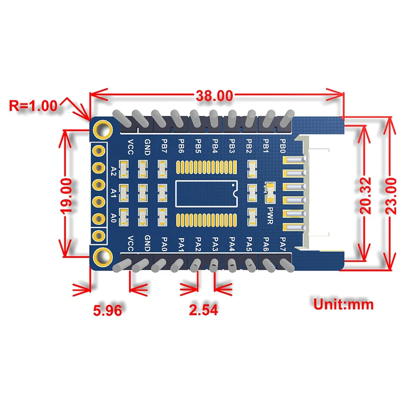 Płytka rozszerzeń IO MCP23017, rozszerza 16 pinów I/O dla Raspberry Pi / micro:bit / Arduino / STM32 — zdjęcie produktu 2