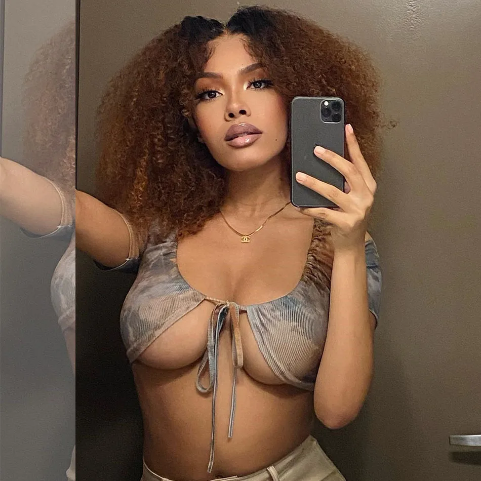 10A 6x5 غلويليس الدانتيل الباروكات الملونة خصلات الشعر المستعار الإنسان على الارتداء والذهاب قصيرة غريب مجعد أومبير براون يسلط الضوء على شعر مستعار بني اللون