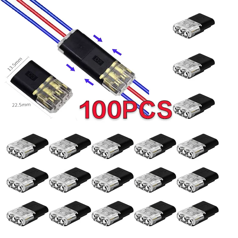 20/50/100PCS 2 Pin Wire Connectors , No - Stripping  Cable Connectors , Dual Wire Interconnects , Detachable Terminal Connectors