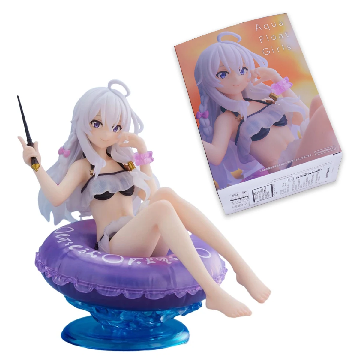 13CM Anime Elaina Figure Wandering Witch The Journey PVC Cute Sitting Position Swimsuit Model Swimming Ring Series Toys Gifts