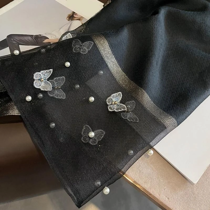 

Long Embroidery Shawl Lightweight Neck Scarf Stylish Stole For Women Y166
