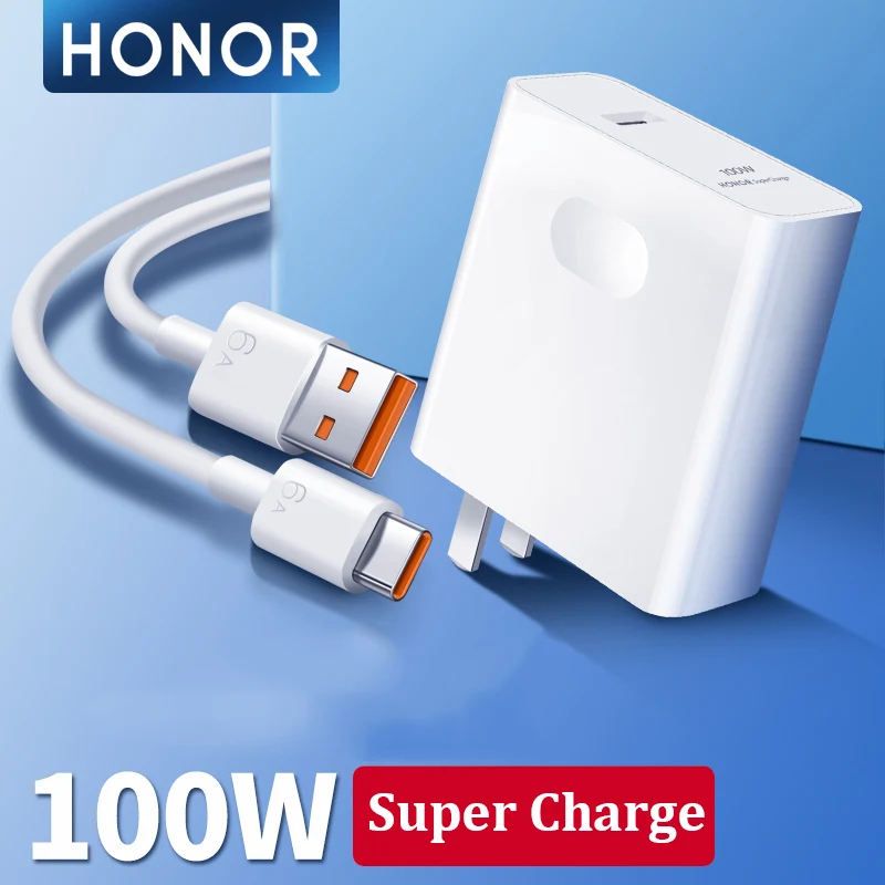 Honor 100W Supercharge Adapter 20V 5A Fast Charger for Magic 6 5 3 Pro V2 Honor 80 90 100 Lite 100CM 6A USB C Quick Charge Cable