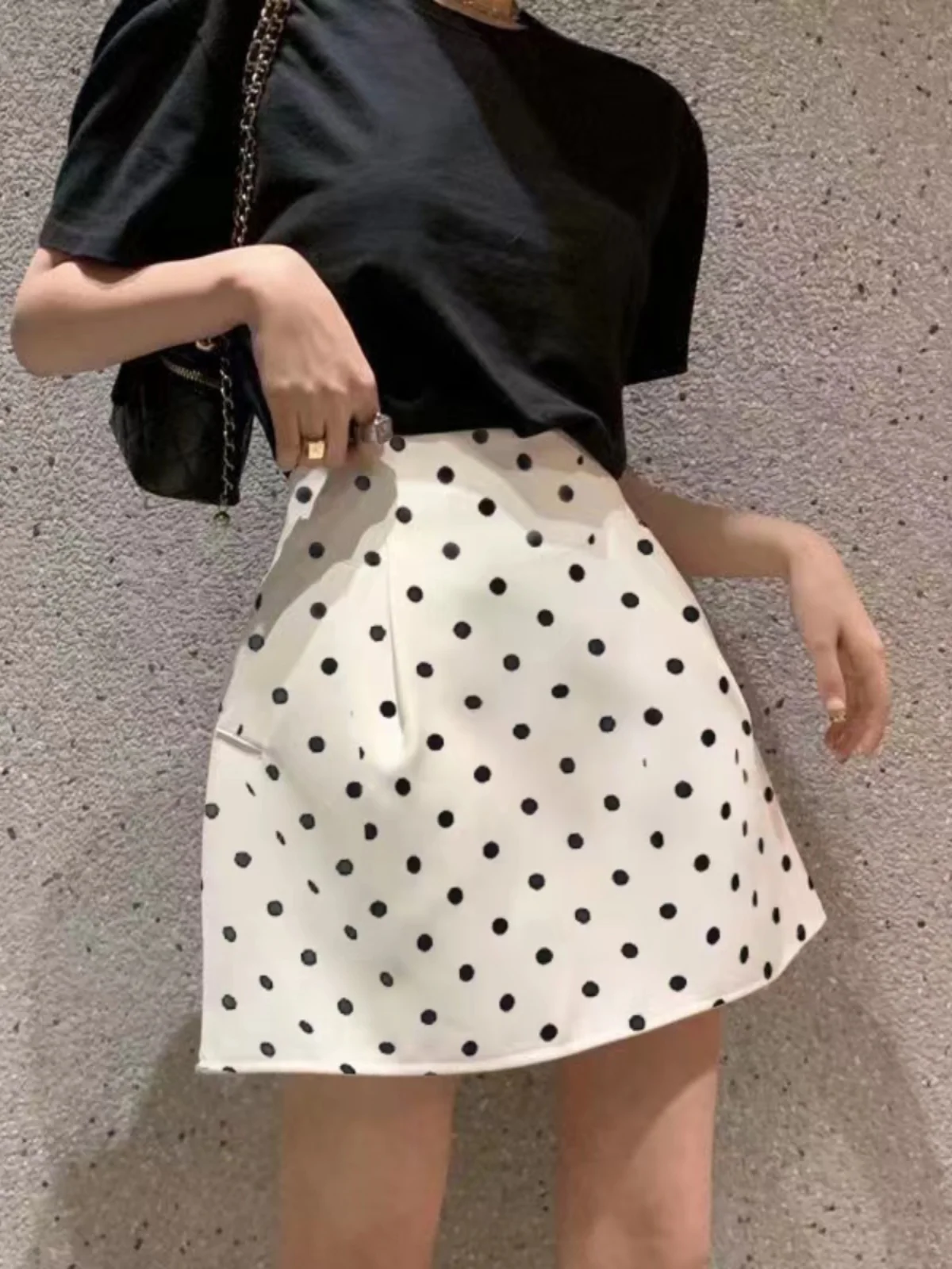 French Style Retro Short Skirt High Waist Round Dot Umbrella Skirt Fashionable Versatile Short Skirt Summer New Women's Clothing