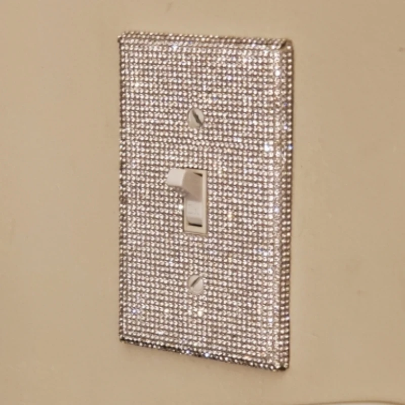 Switch Panel Diamond Sticker US Standard Rhinestones Wall Plate Cover Rectangle Glitter Light Crystal Decorative Bling Outlet