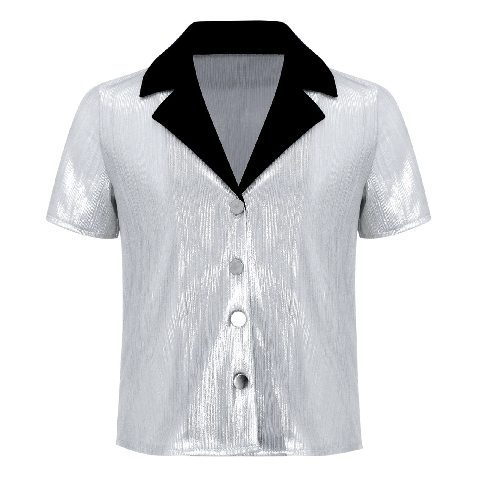 الأولاد 70s ديسكو زي حفلة لمعان قصيرة الأكمام أزرار قميص علوي مع السراويل مضيئة الأطفال هالوين كرنفال الجاز الرقص الزي