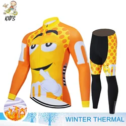 2022 Kids Cartoon Winter Thermal Fleece Cycling Jersey Set Bicycle Girl Cycling Clothes Warm Bike Children Cycling Clothing Suit