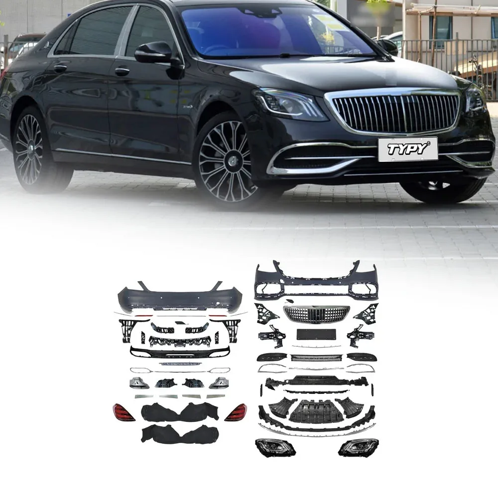 

Комплект кузова для Benz S-Class W222 2014-2017, модифицированный дизайн 2018 Maybach, типы тела, комплекты передних и задних бамперов, дизайн 1:1