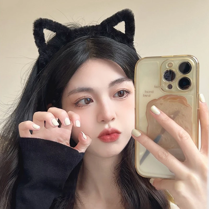 Cat Ears Womens Headband Woolen Velvet Hair Band Headwear Girl Wash Up Plush Hair Hoop Hair Accessories Autumn And Winter