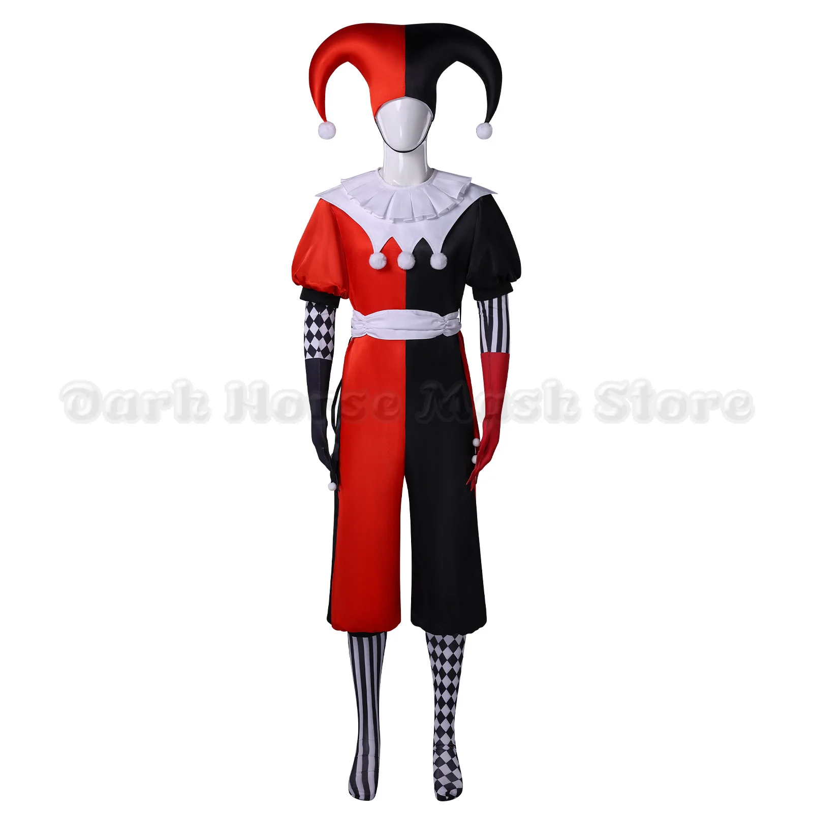 Joker & Queen Cosplay Outfits Full Set Halloween Clown & Jester Costumes Jester Outfit Halloween Party Roleplay Outfit Men Women view 3