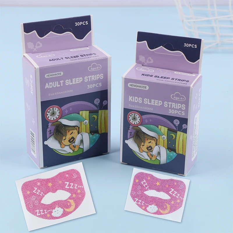 30 ชิ้น/กล่องเด็กผู้ใหญ่ปากแถบจมูกหายใจ Anti Snoring ผ้าไม่ทอน Sleeping ปาก Strip